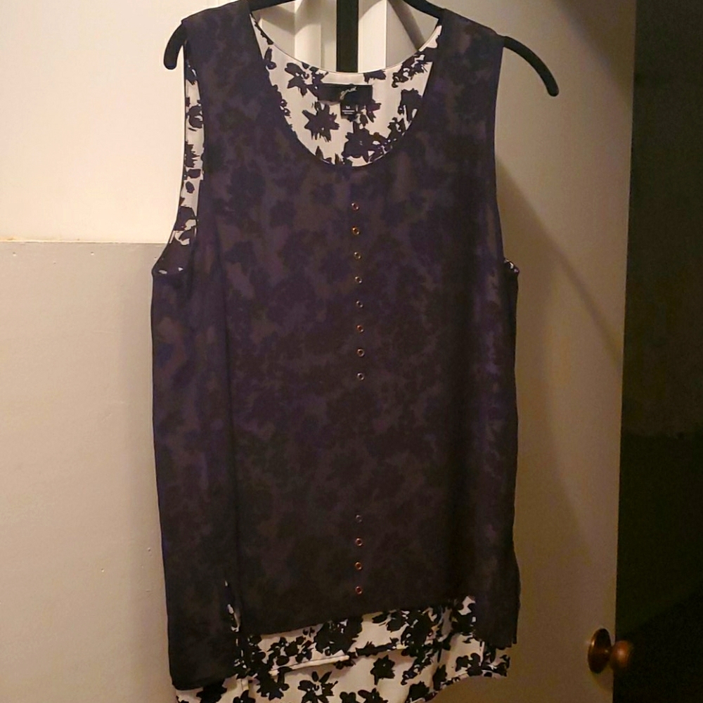 Women's blouse tank style with sheer lining